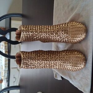 Sezane Alba Boots Sz 42 in Gold Braided Leather
